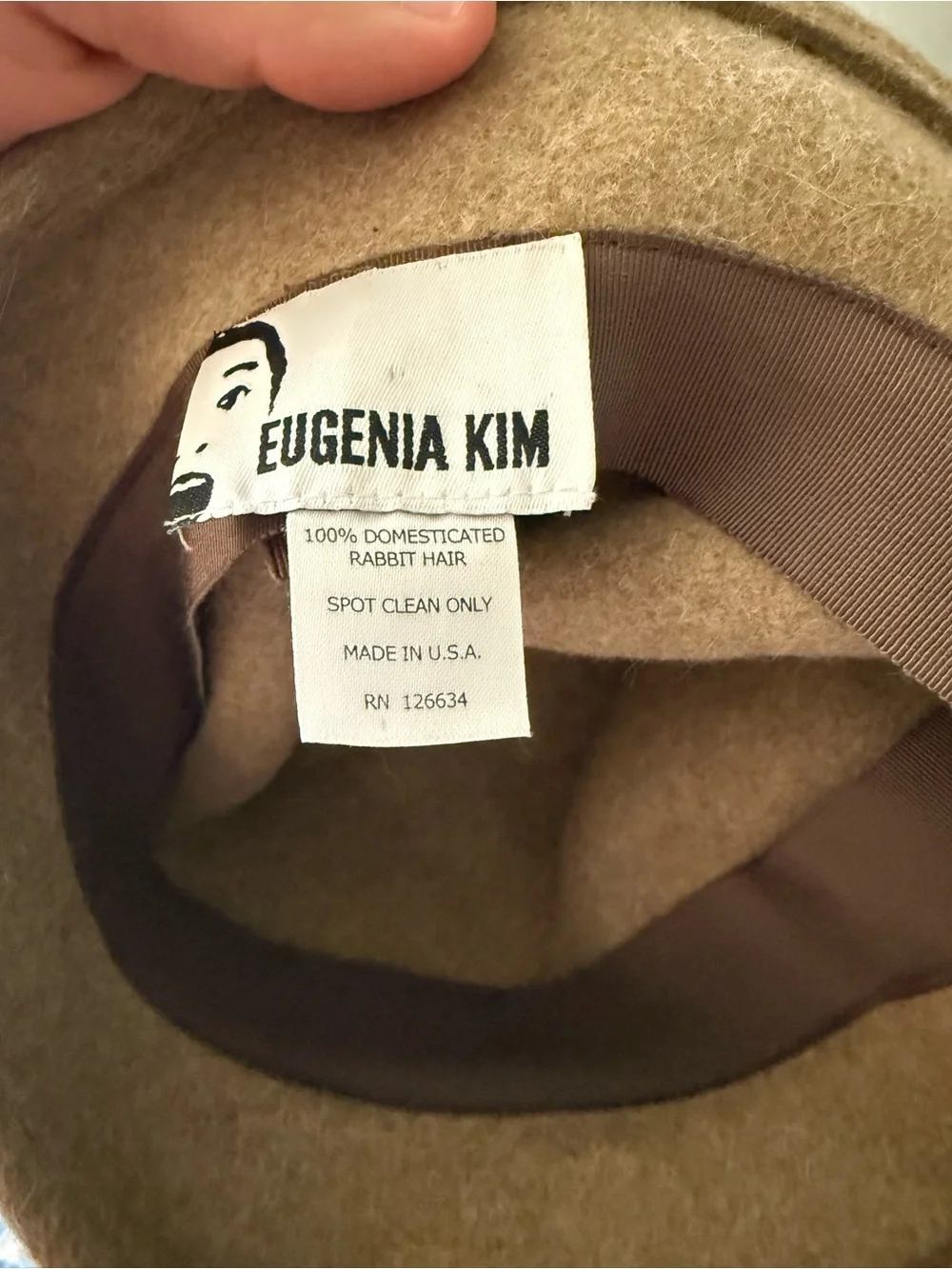 Eugenia Kim Tan Wool Cloche with Gold Accent Pin
